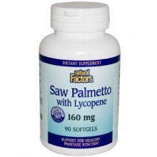 Fatores naturais, Saw Palmetto com licopeno, 160 mg, 90 cápsulas